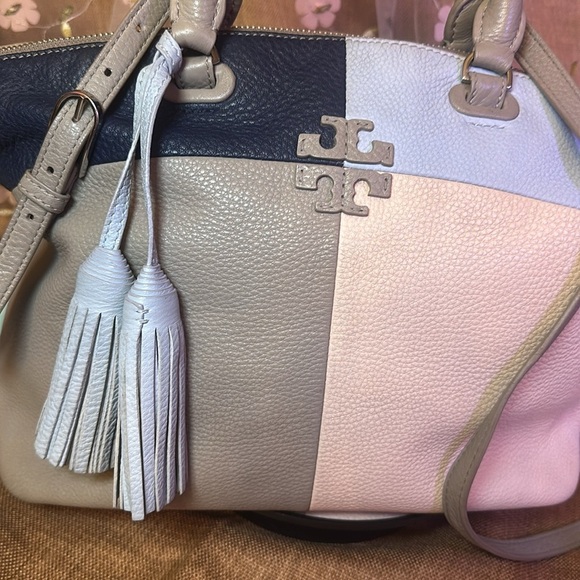 EUC Tory Burch Thea Patchwork All Leather Satchel Colorblock - Picture 2 of 14